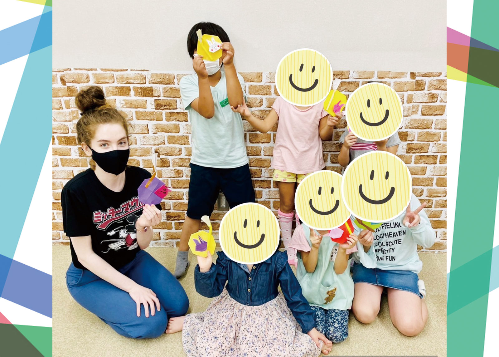 子供たちに教えている先生